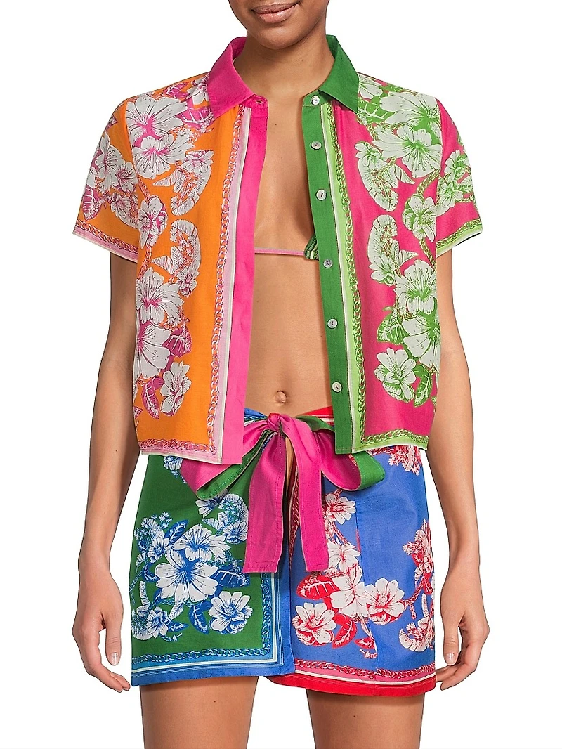 Floral Elegance Print Cover-Up Shirt