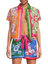 Floral Elegance Print Cover-Up Shirt