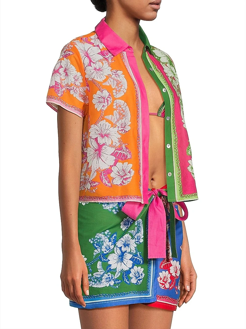 Floral Elegance Print Cover-Up Shirt