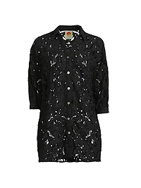 Seashell Guipure Cover-Up Longline Shirt