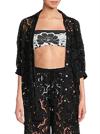 Seashell Guipure Cover-Up Longline Shirt