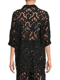 Seashell Guipure Cover-Up Longline Shirt