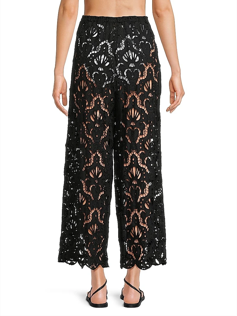Seashell Lace Eyelet Cover-Up Pants