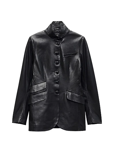 Slade Leather Long Blazer