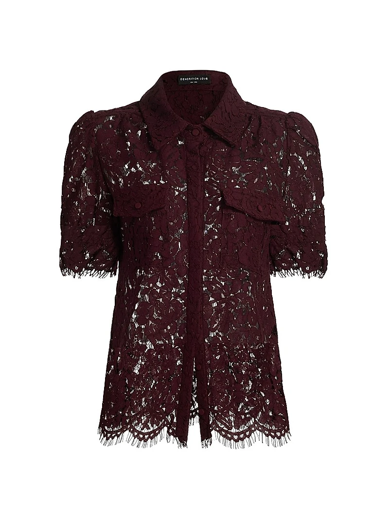 Mina Lace Button-Front Top
