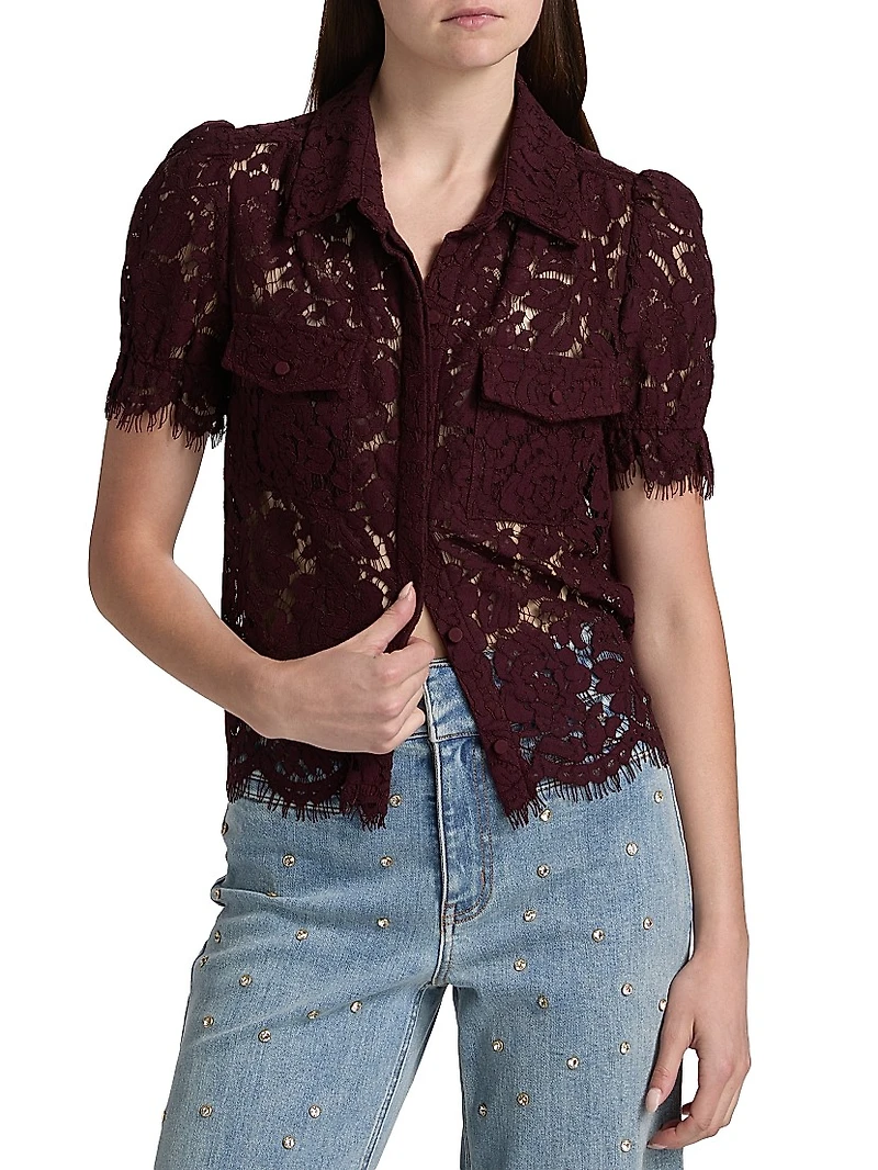 Mina Lace Button-Front Top