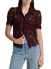 Mina Lace Button-Front Top