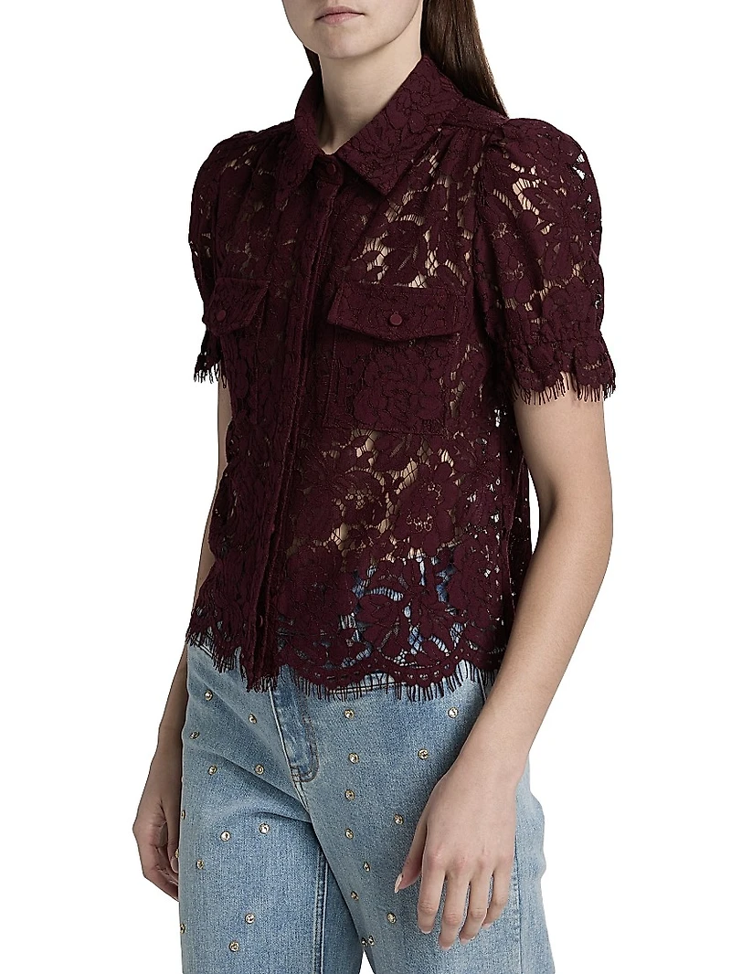 Mina Lace Button-Front Top