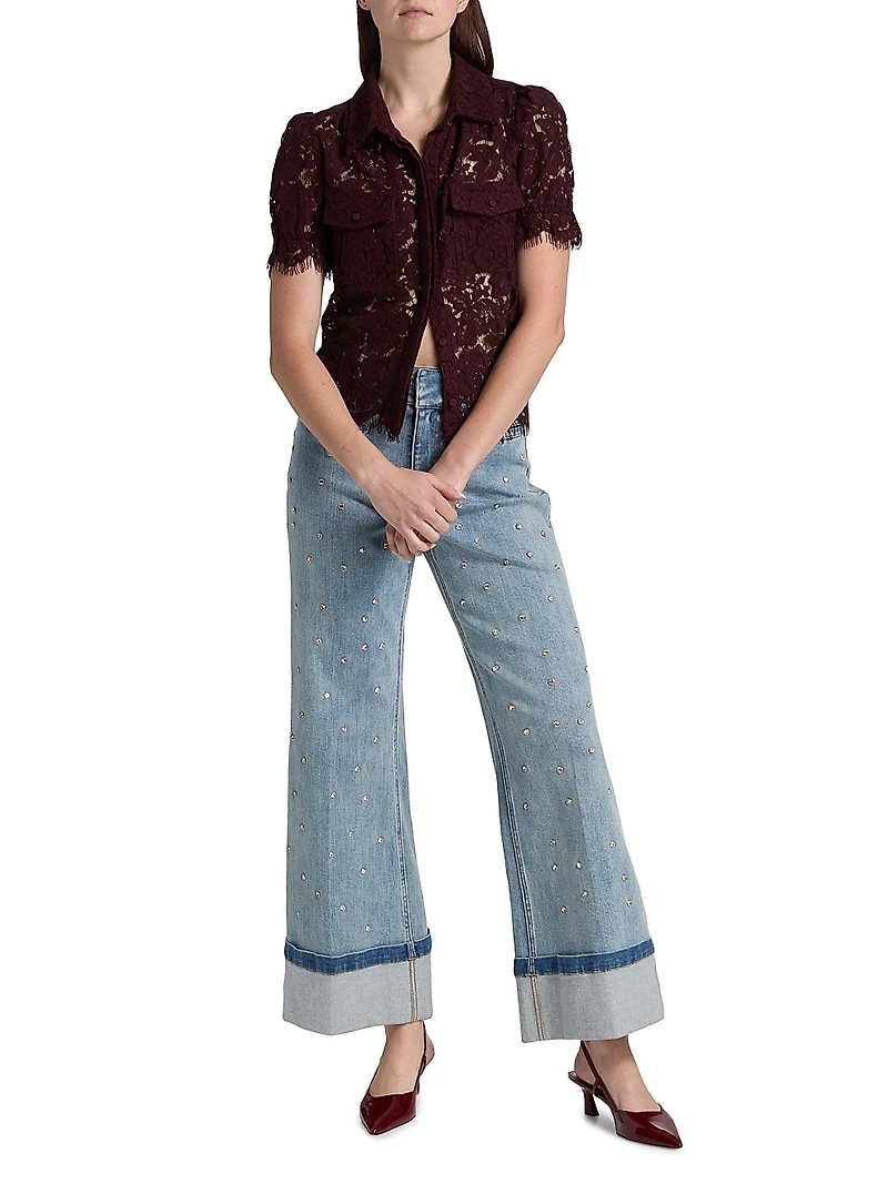 Mina Lace Button-Front Top