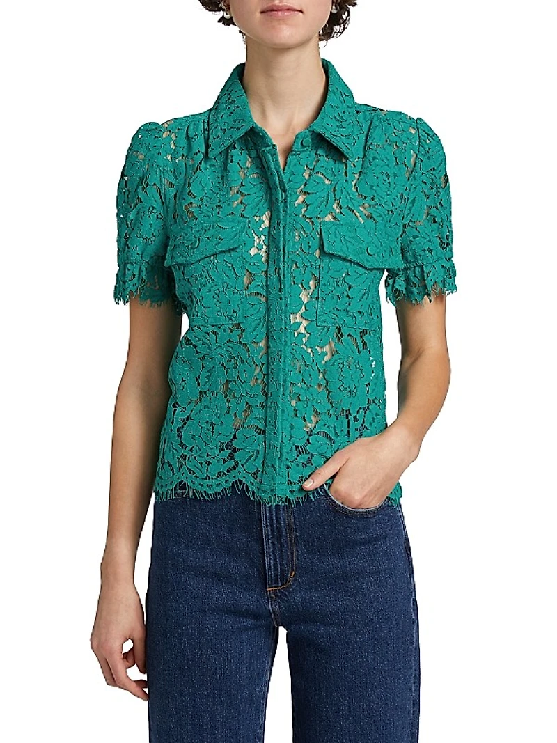 Mina Lace Button-Front Top
