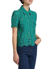 Mina Lace Button-Front Top