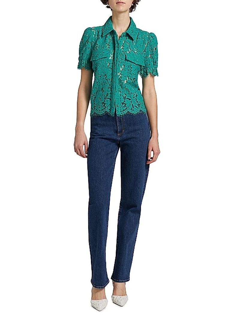 Mina Lace Button-Front Top