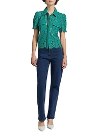 Mina Lace Button-Front Top