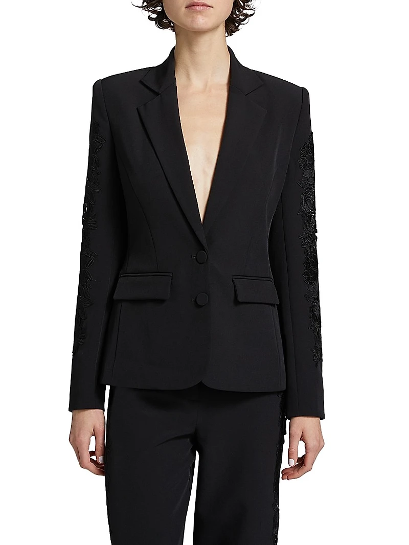 Venturi Lace-Sleeve Blazer