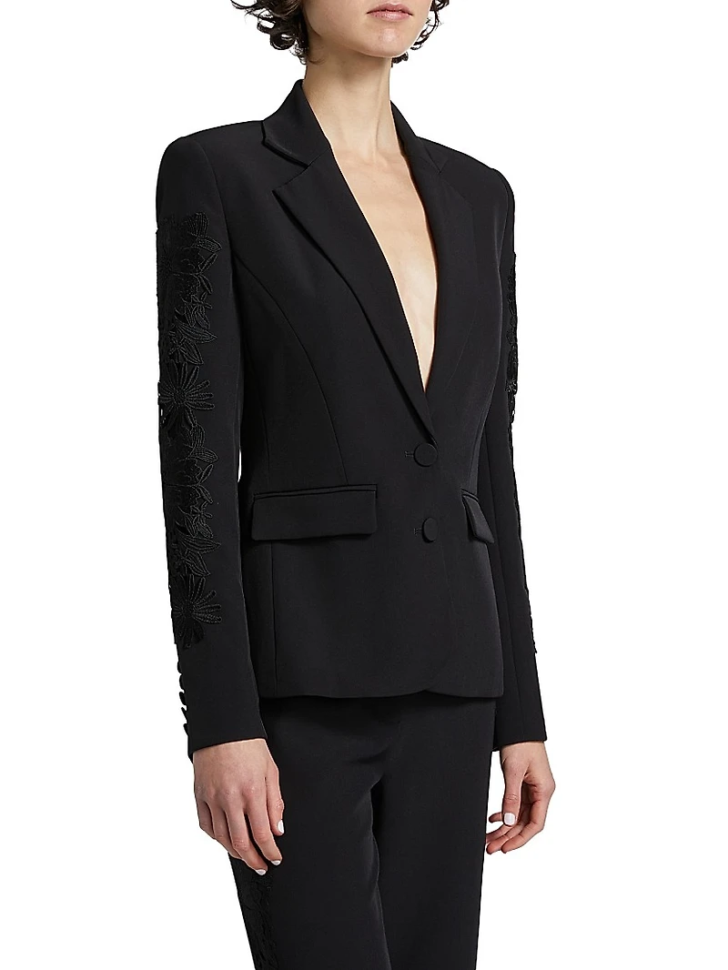 Venturi Lace-Sleeve Blazer