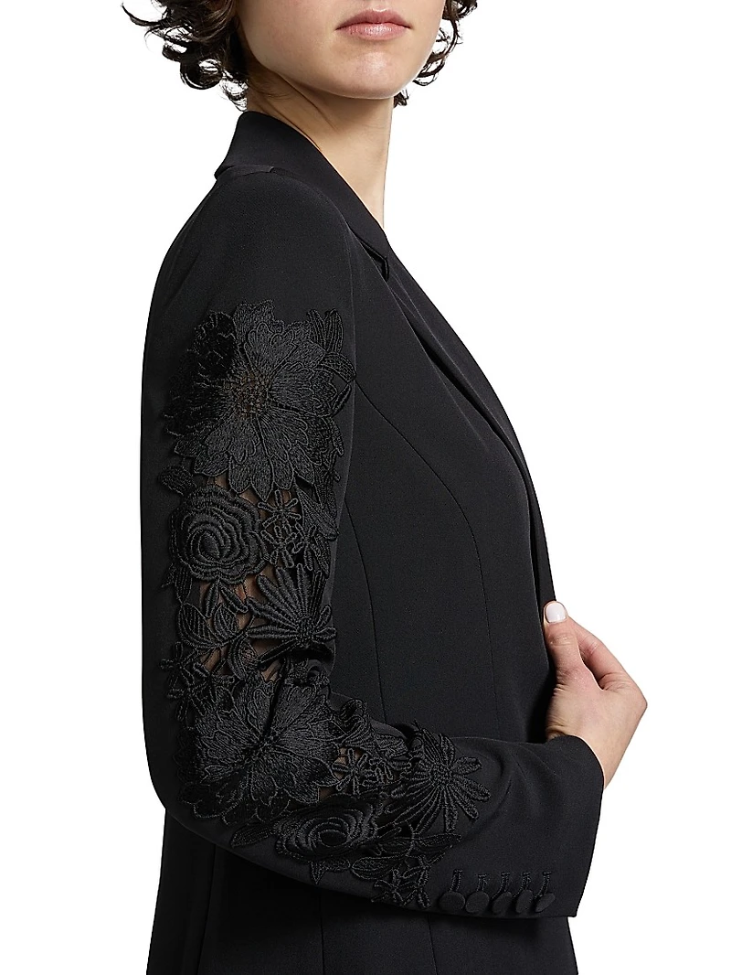 Venturi Lace-Sleeve Blazer