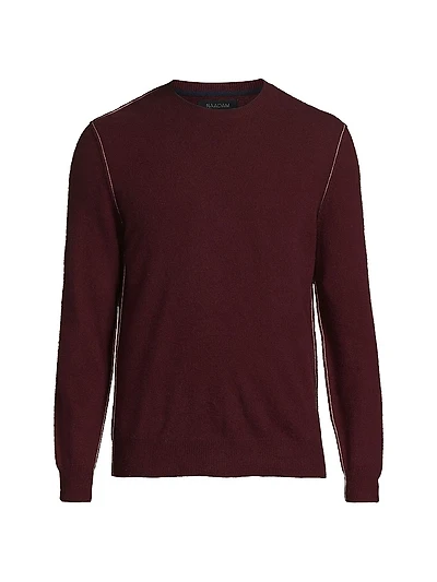 Contrast-Trimmed Cashmere Crewneck Sweater