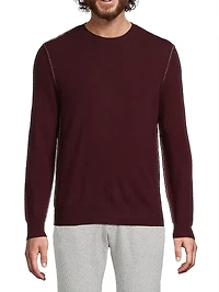 Contrast-Trimmed Cashmere Crewneck Sweater