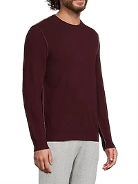 Contrast-Trimmed Cashmere Crewneck Sweater