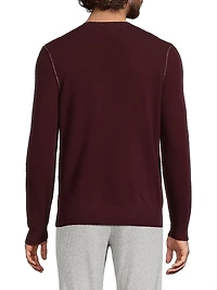 Contrast-Trimmed Cashmere Crewneck Sweater