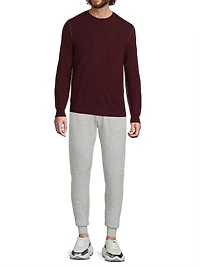 Contrast-Trimmed Cashmere Crewneck Sweater