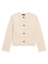Twill Wool Button-Front Cardigan