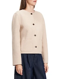Twill Wool Button-Front Cardigan