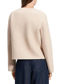 Twill Wool Button-Front Cardigan