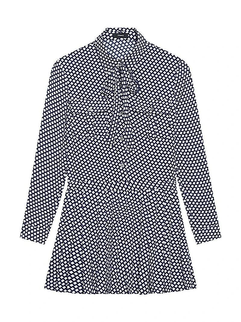 Check Print Pleated Minidress