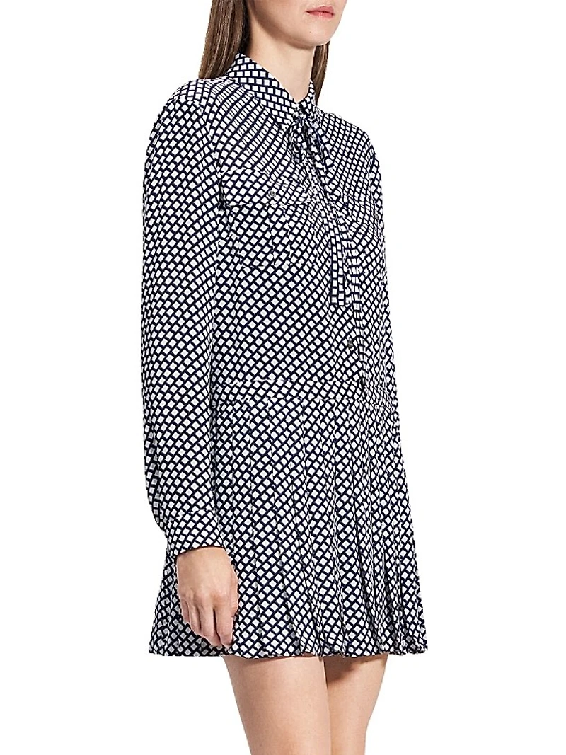 Check Print Pleated Minidress