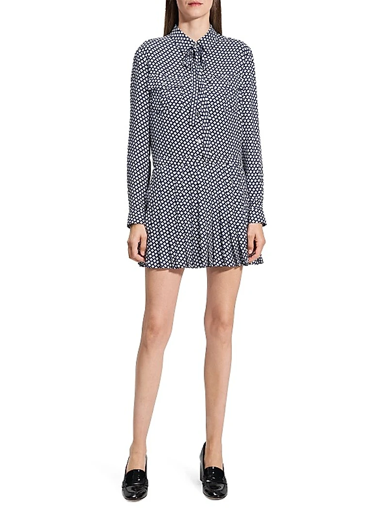 Check Print Pleated Minidress