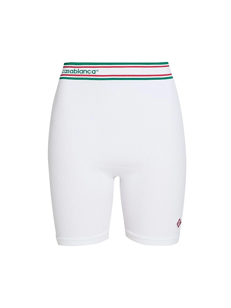 Rib-Knit Logo Fitted Shorts