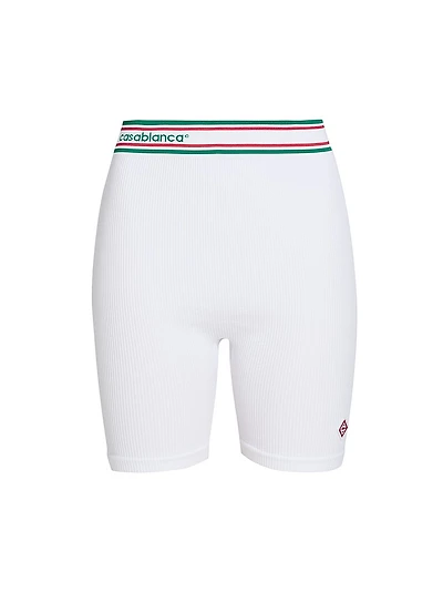 Rib-Knit Logo Fitted Shorts