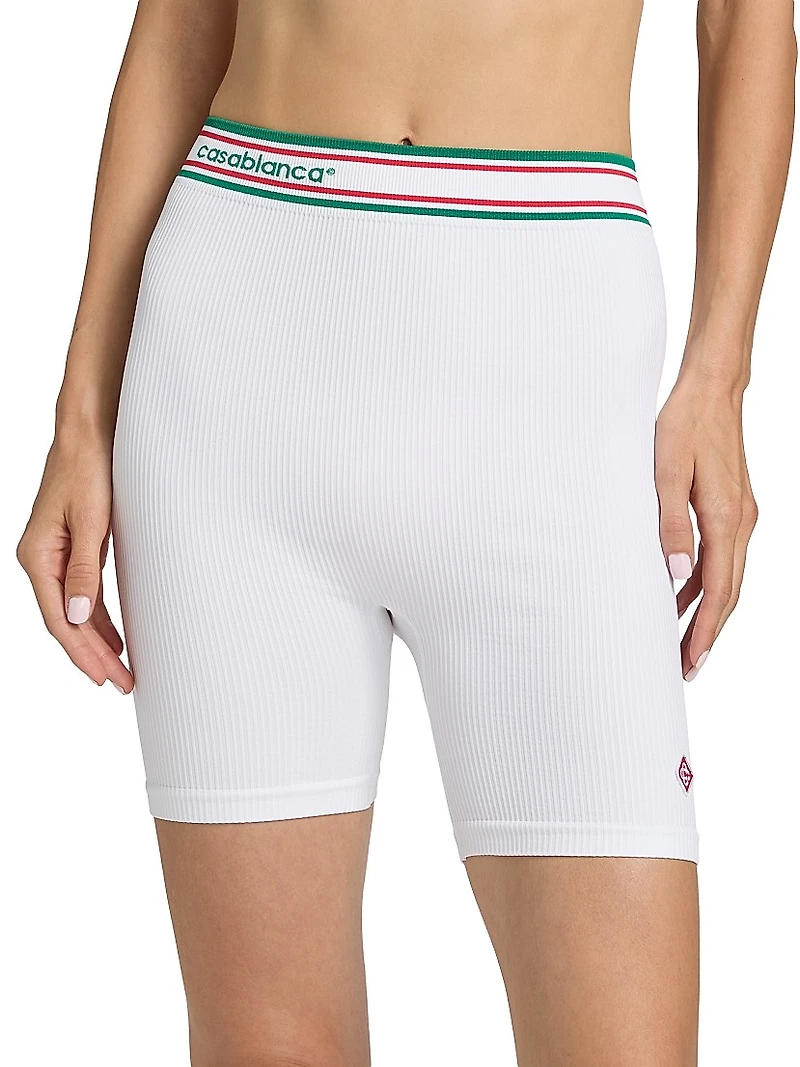 Rib-Knit Logo Fitted Shorts