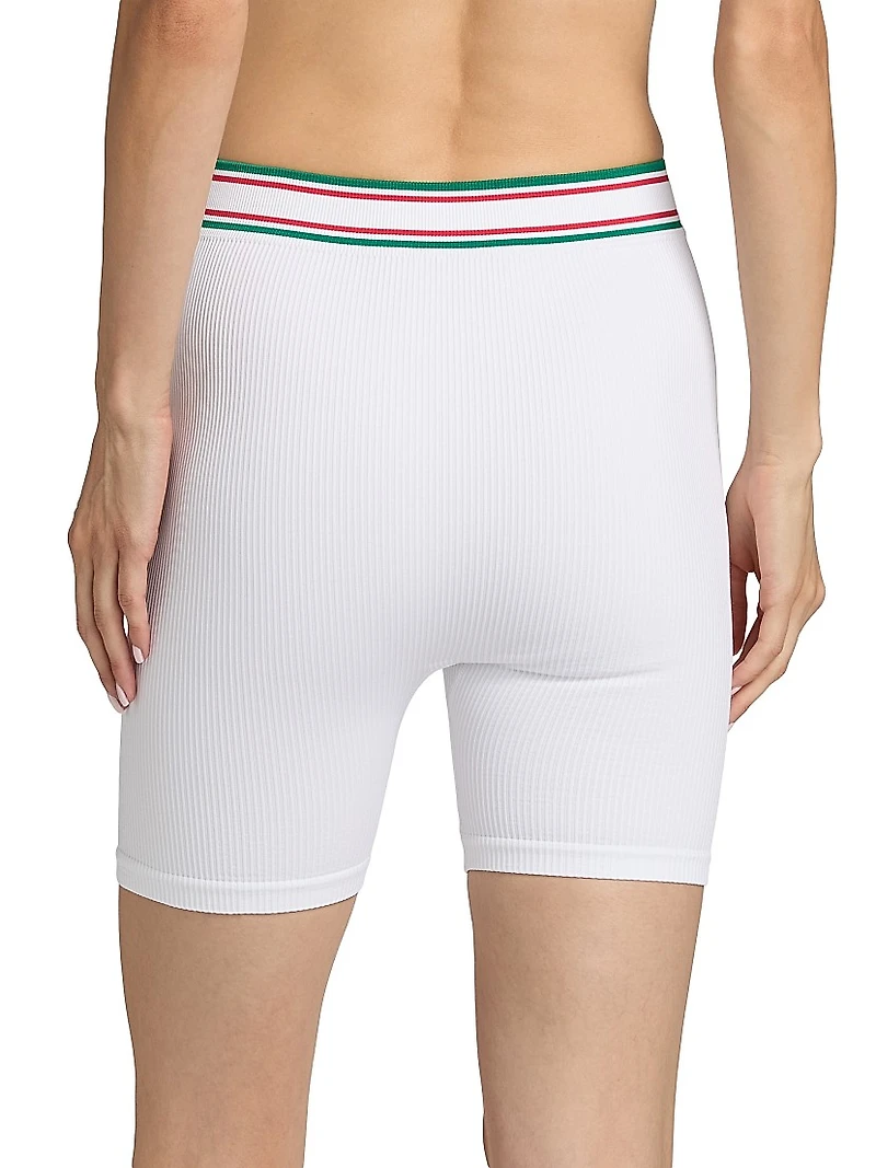 Rib-Knit Logo Fitted Shorts