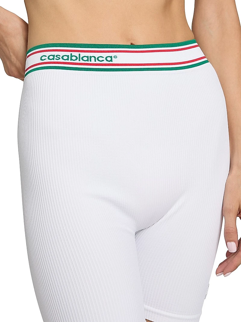 Rib-Knit Logo Fitted Shorts