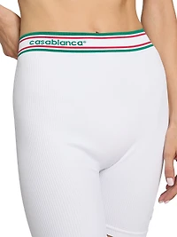 Rib-Knit Logo Fitted Shorts