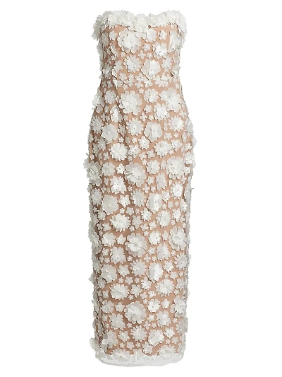 Bluebell Floral Appliqué Midi-Dress
