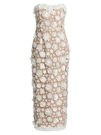 Bluebell Floral Appliqué Midi-Dress