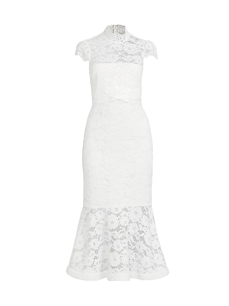 Candella Cap-Sleeve Lace Midi-Dress