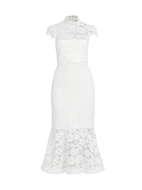 Candella Cap-Sleeve Lace Midi-Dress