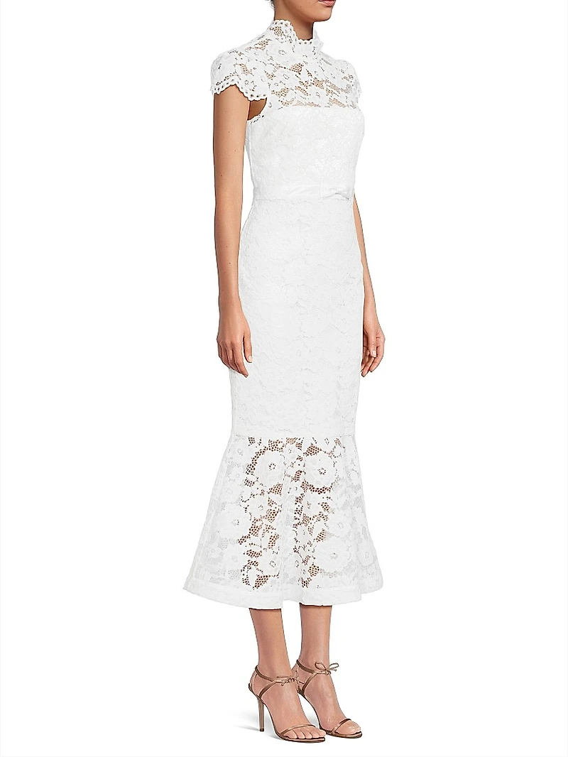 Candella Cap-Sleeve Lace Midi-Dress