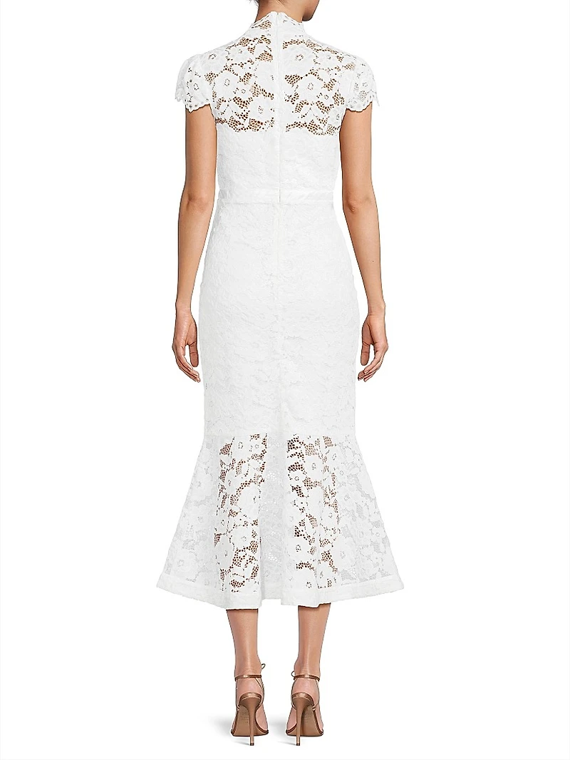 Candella Cap-Sleeve Lace Midi-Dress