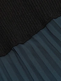 Jerry Mixed-Media Long-Sleeve Midi-Dress