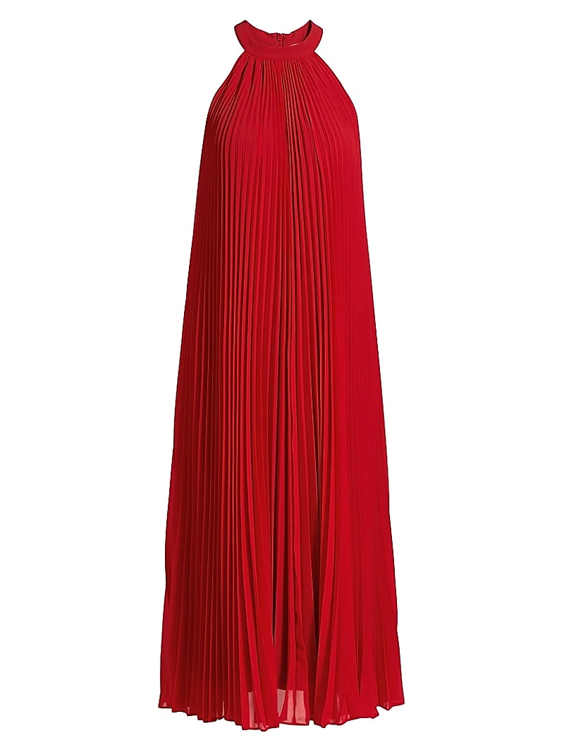 Minneli Plissé Halterneck Maxi Dress