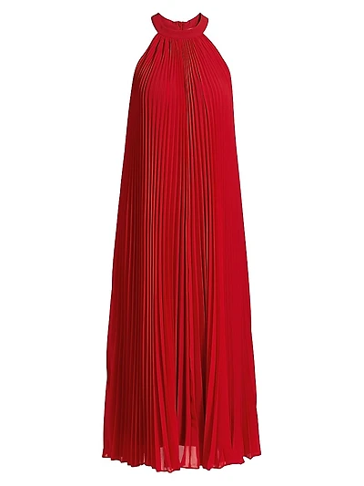 Minneli Plissé Halterneck Maxi Dress