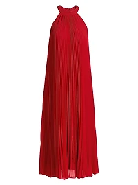 Minneli Plissé Halterneck Maxi Dress