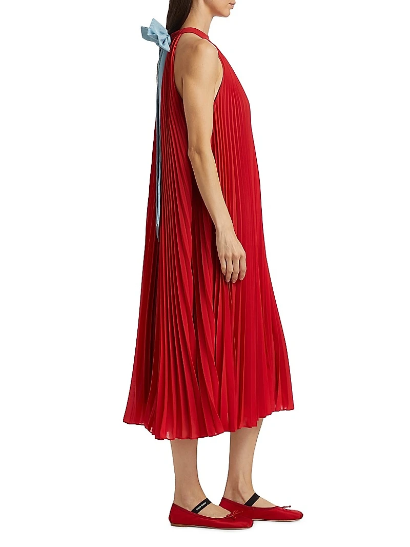 Minneli Plissé Halterneck Maxi Dress