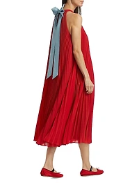 Minneli Plissé Halterneck Maxi Dress