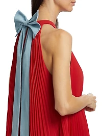 Minneli Plissé Halterneck Maxi Dress